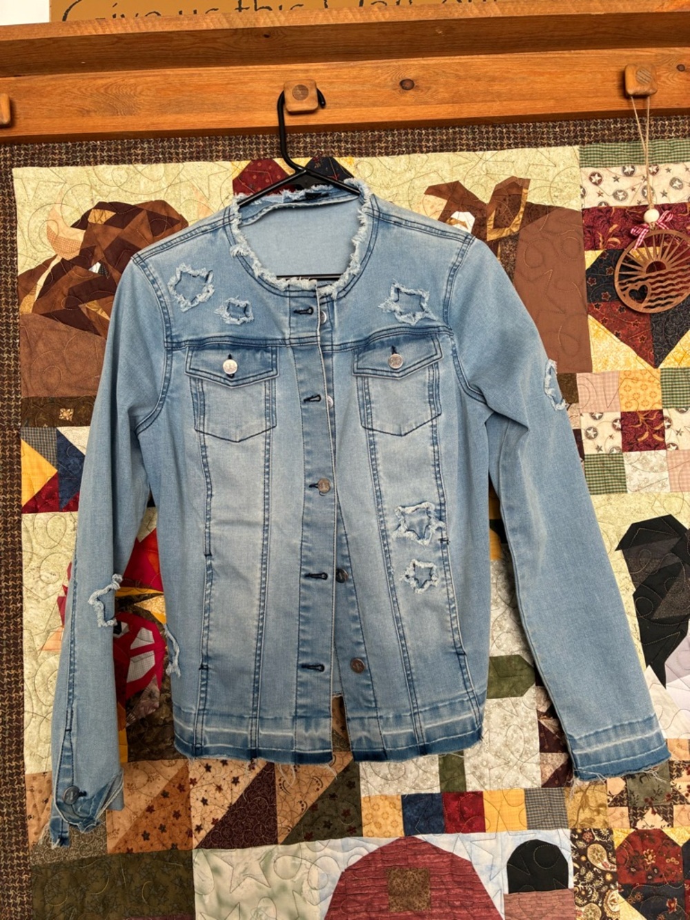 Renuar Light Blue Distressed Denim Jacket